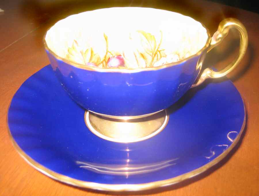 1034 Cobalt Blue (Scalloped) Footed Cup & Saucer Set by John  Aynsley & Sons-1