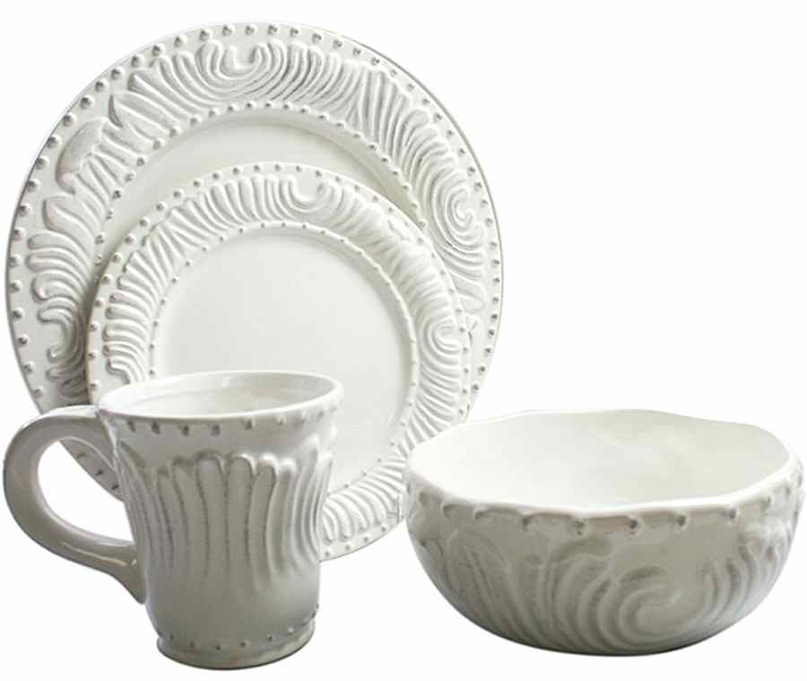 Bianca Flute and Bead (Round) Dinner Plate by American Atelier-1