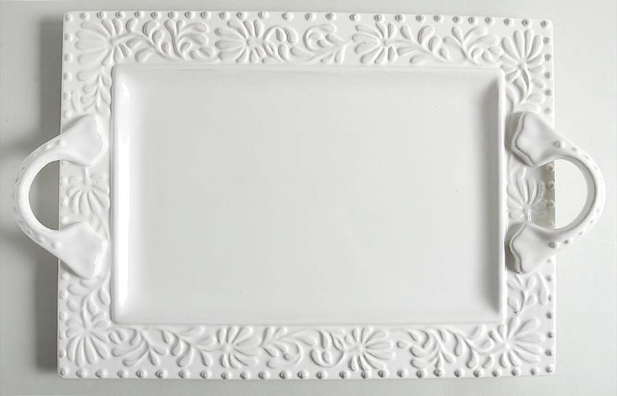 Bianca Leaf 16" Rectangular Serving Platter by American Atelier-1