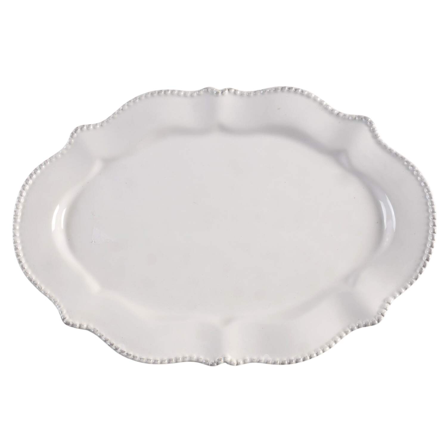 Bianca Bead 14" Oval Serving Platter by American Atelier-1