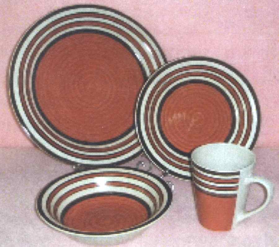 Saturn Stripe Red and Brown Dinner Plate by American Atelier-1