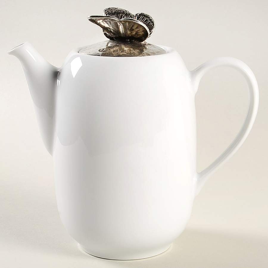 Giardino (White with Pewter Lids) Coffee Pot & Lid by Arte Italica-1