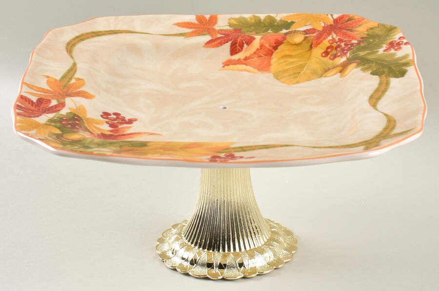Autumn Celebration Cake Stand with 4"-5" Metal Pedestal  Hc by 222 Fifth (PTS)-1