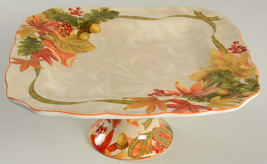 Autumn Celebration 10" Diameter Pedestal Cake Stand by 222 Fifth (PTS)-1