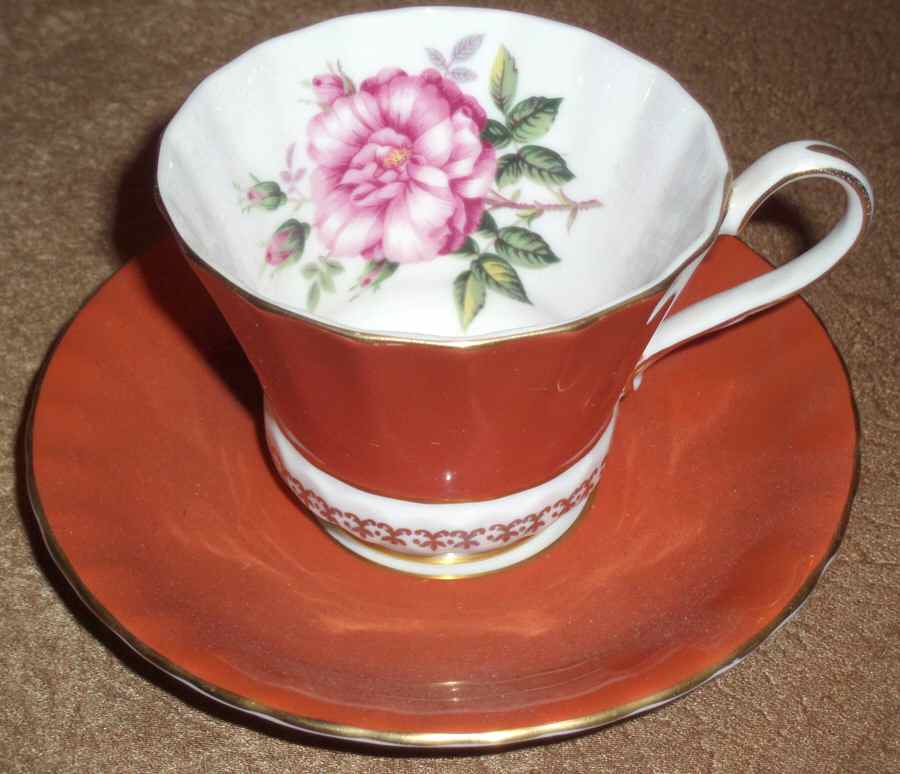 2959 Red Footed Cup & Saucer Set by John  Aynsley & Sons-1