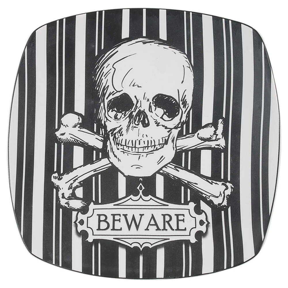 Halloween Skulls Square Salad Plate by 222 Fifth (PTS)-1
