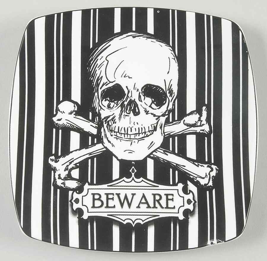 Halloween Skulls Square Appetizer Plate by 222 Fifth (PTS)-1