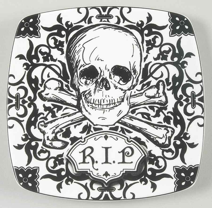 Halloween Skulls Square Appetizer Plate by 222 Fifth (PTS)-1
