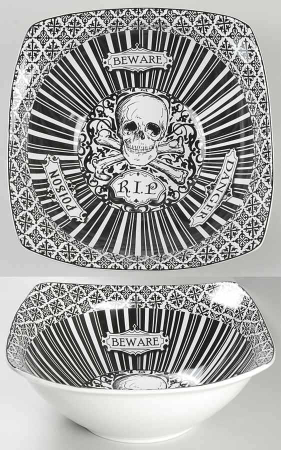 Halloween Skulls 10" Square Serving Bowl by 222 Fifth (PTS)-1