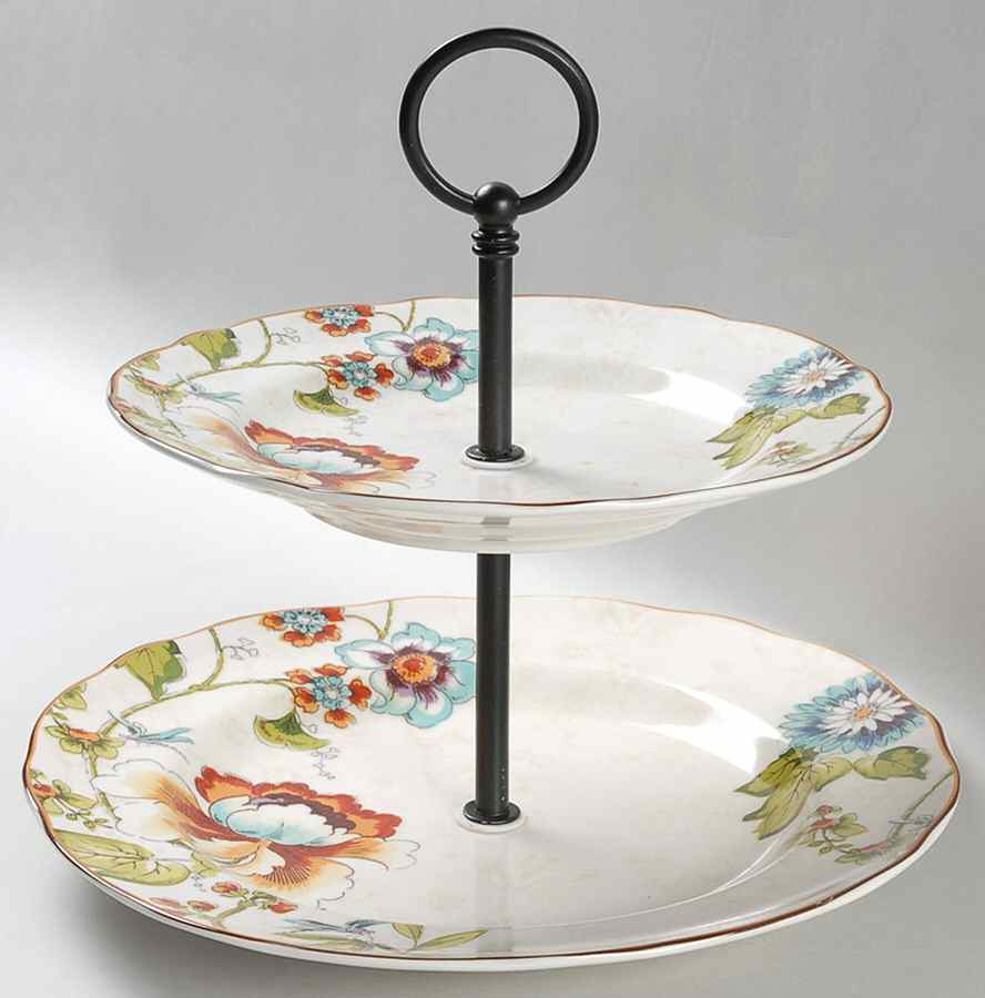 Bella Vista 2 Tiered Serving Tray (Dinner & Salad Plate) by 222 Fifth (PTS)-1