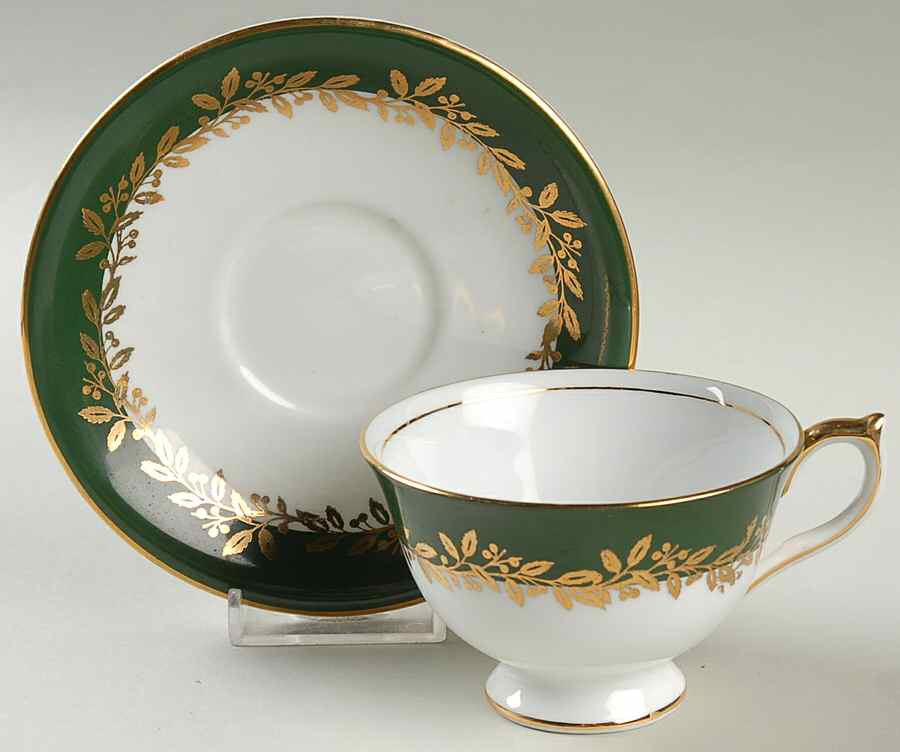 2966 Green Footed Cup & Saucer Set by John  Aynsley & Sons-1