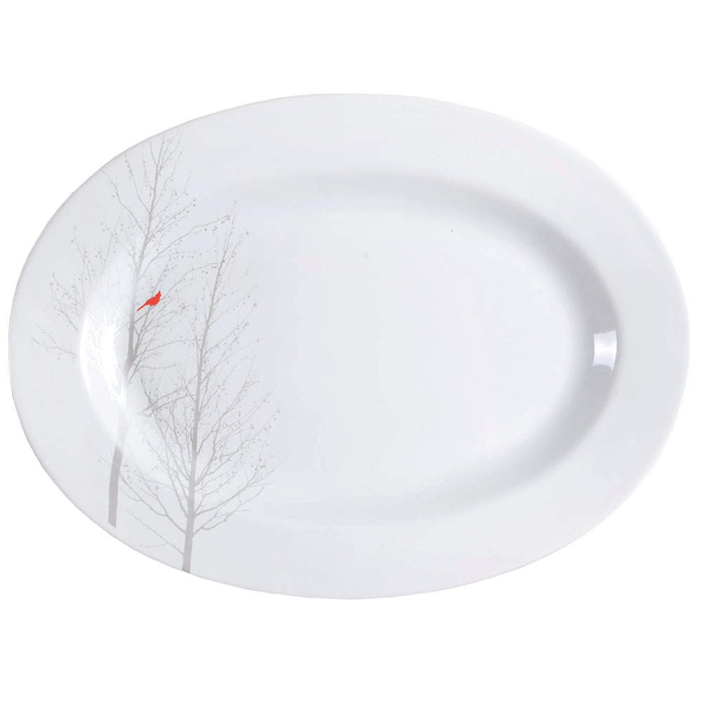 Winter Cardinal 14" Oval Serving Platter by 222 Fifth (PTS)-1