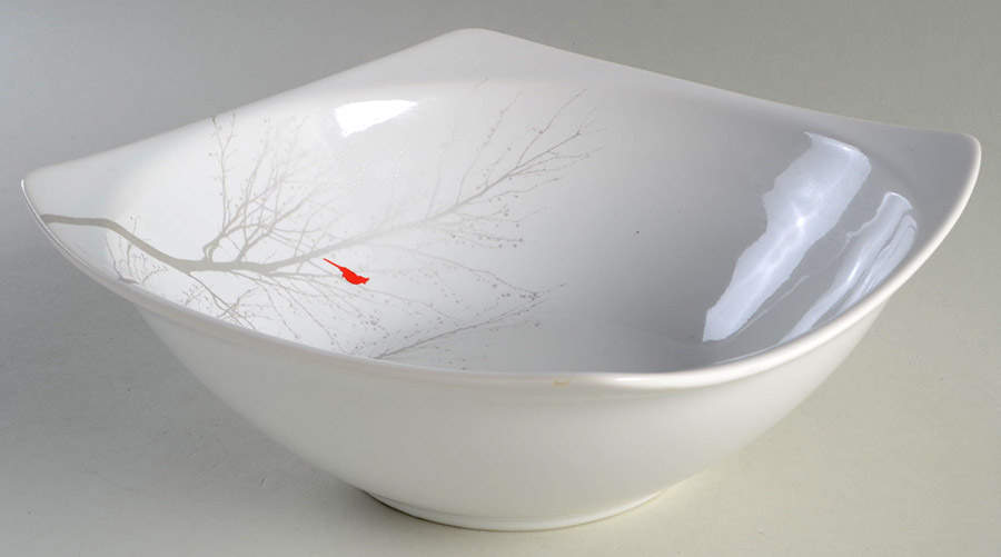 Winter Cardinal 10" Square Vegetable Bowl by 222 Fifth (PTS)-1