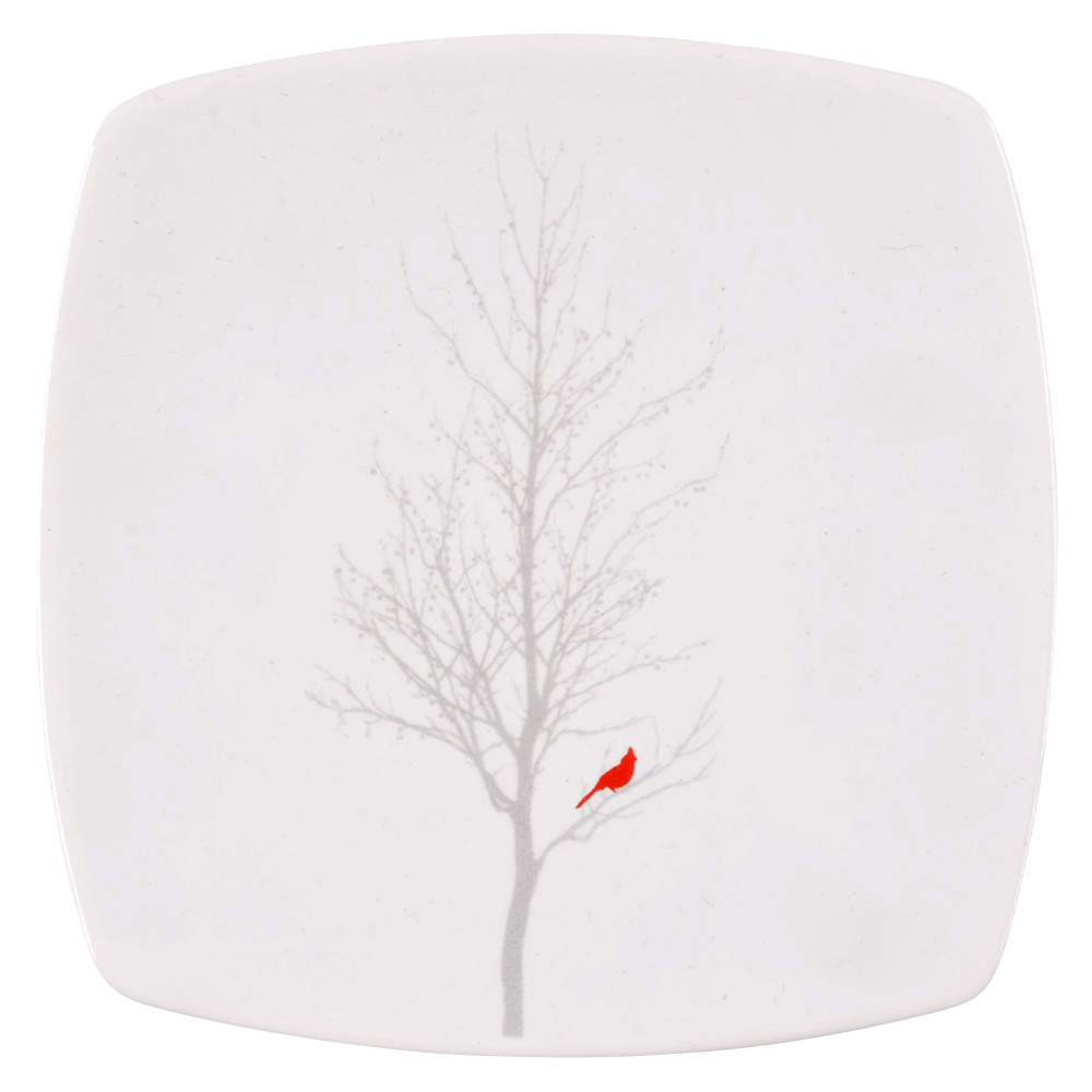 Winter Cardinal Square Appetizer Plate by 222 Fifth (PTS)-1