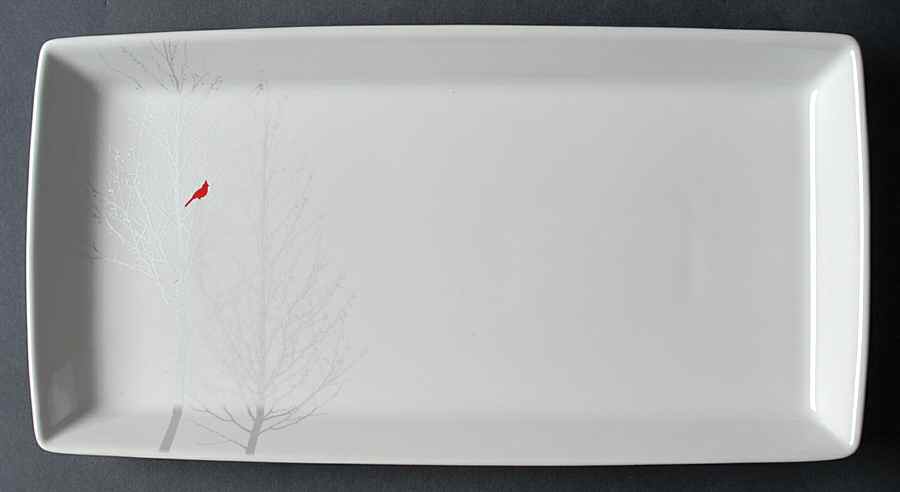 Winter Cardinal 13" Rectangular Serving Platter by 222 Fifth (PTS)-1