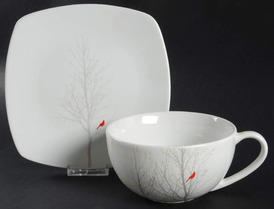 Winter Cardinal Soup Mug & Square Plate Set by 222 Fifth (PTS)-1