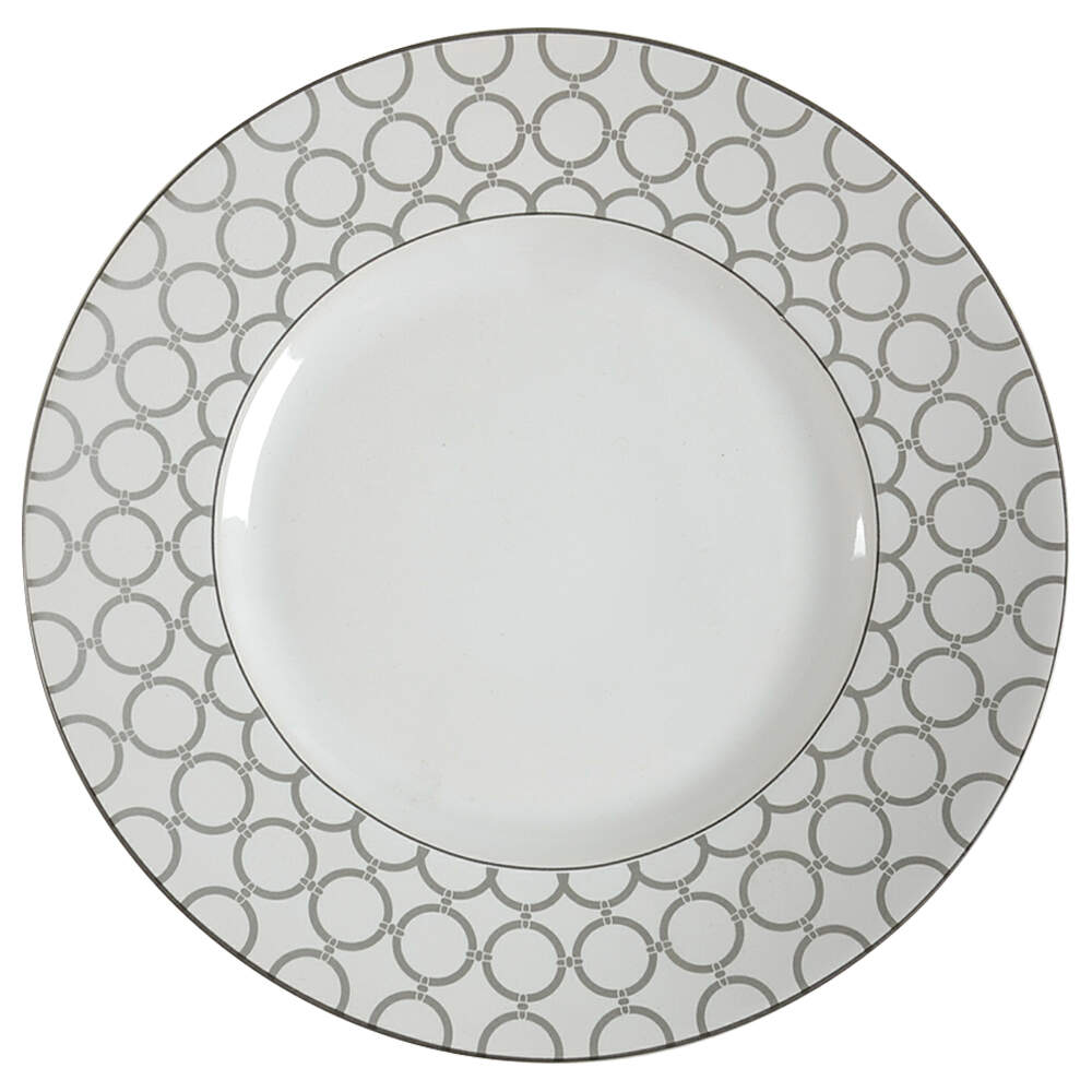 Chain Link White and Silver Salad Plate by 222 Fifth (PTS)-1