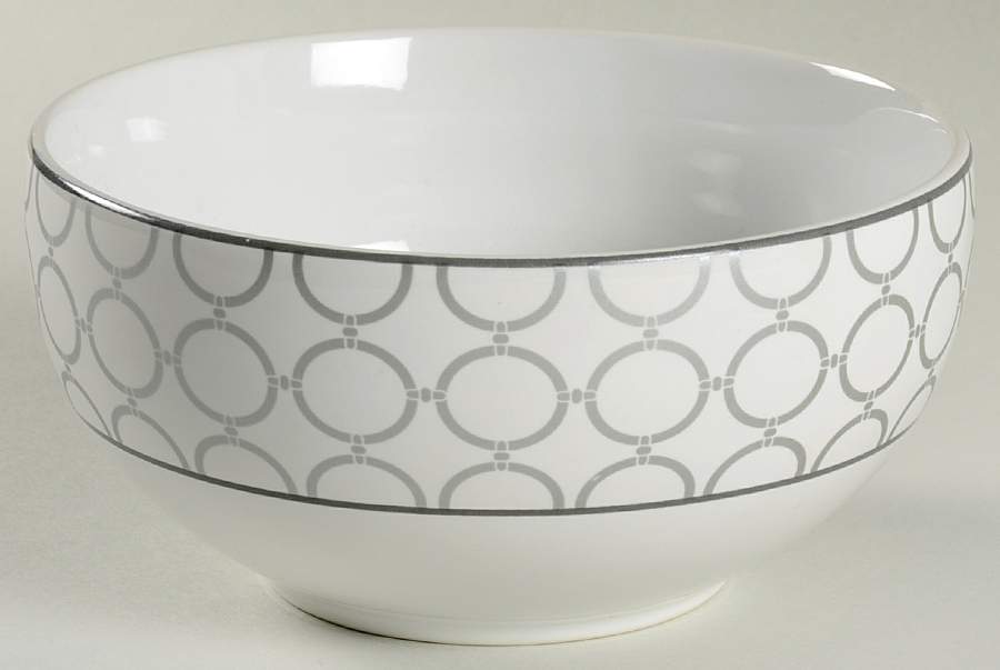 Chain Link White and Silver Soup/Cereal Bowl by 222 Fifth (PTS)-1