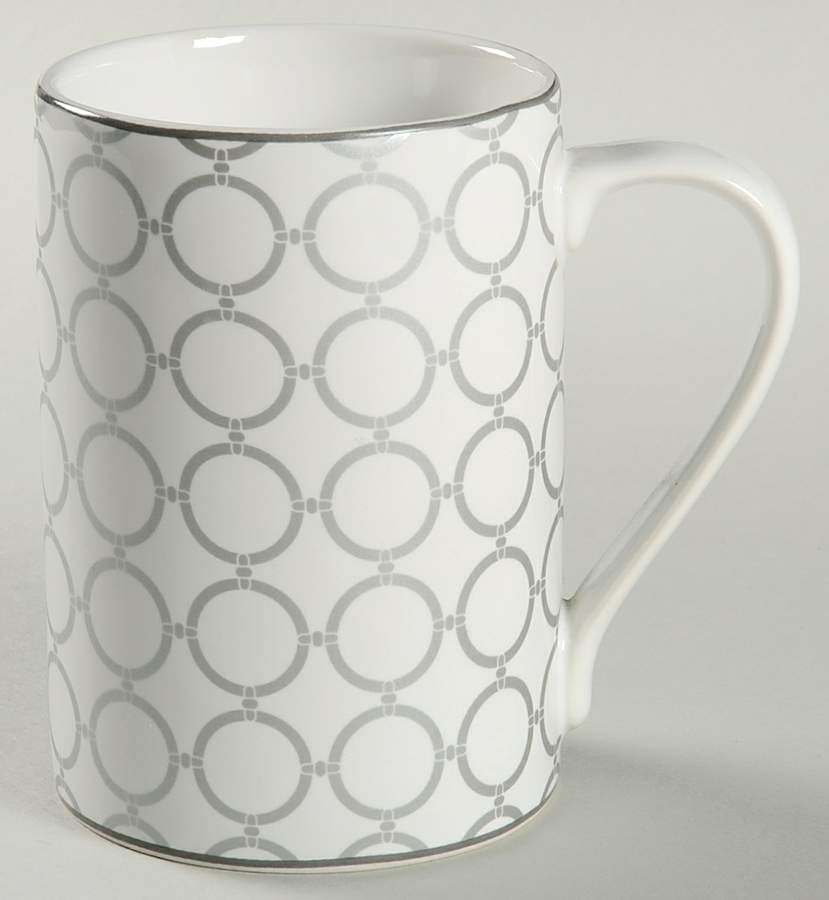 Chain Link White and Silver Mug by 222 Fifth (PTS)-1