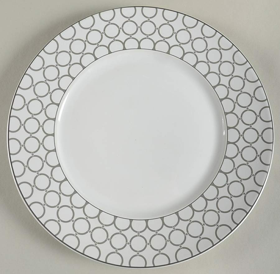 Chain Link White and Silver Dinner Plate by 222 Fifth (PTS)-1