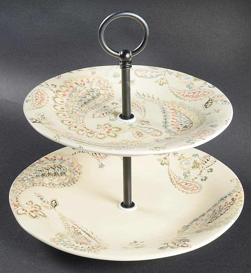 Indira 2 Tiered Serving Tray (Dinner & Salad Plate) by 222 Fifth (PTS)-1