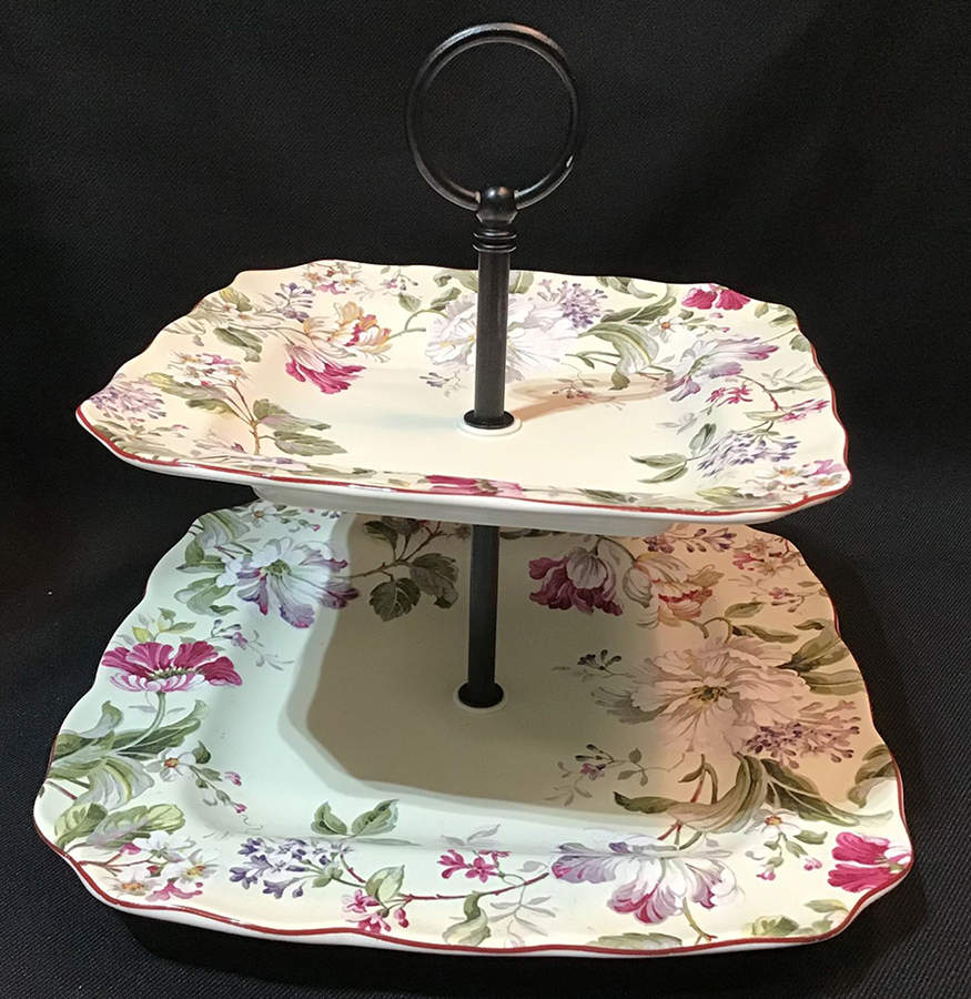 Gisela 2 Tiered Serving Tray (Dinner & Salad Plate) by 222 Fifth (PTS)-1