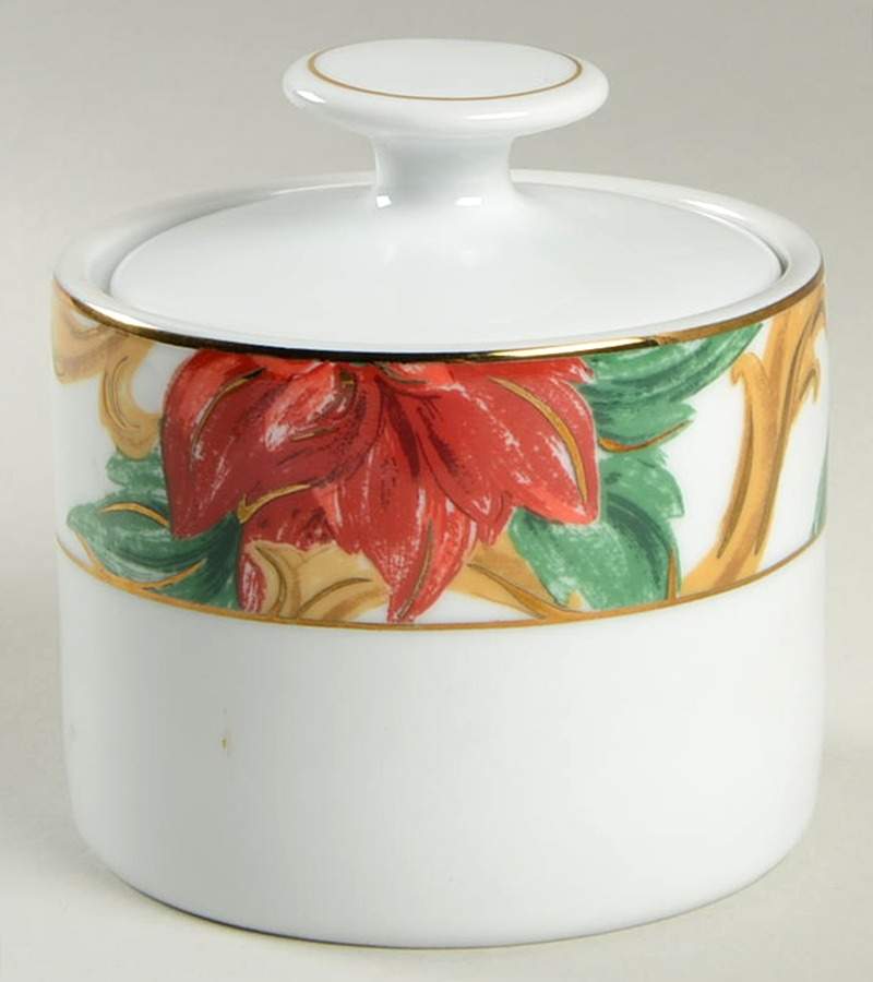 Poinsettia Splendor Sugar Bowl & Lid by American Atelier-1