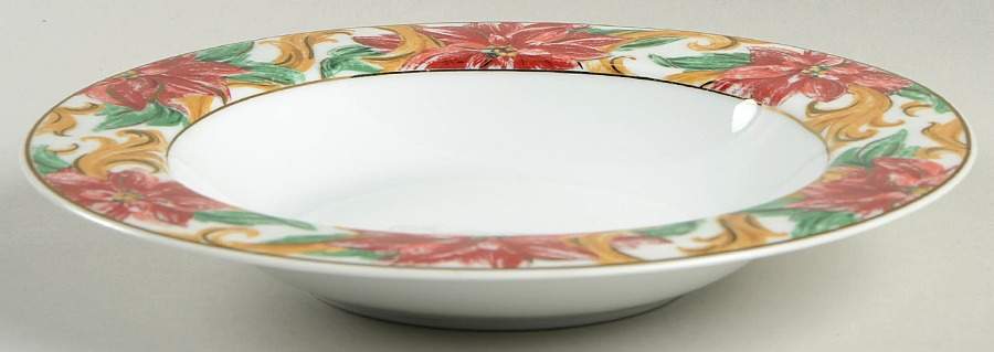 Poinsettia Splendor Large Rim Soup Bowl by American Atelier-1