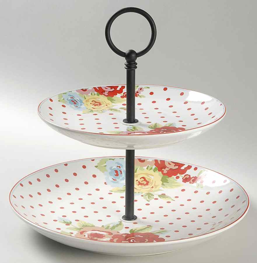 New Country 2 Tiered Serving Tray (Dinner & Salad Plate) by 222 Fifth (PTS)-1