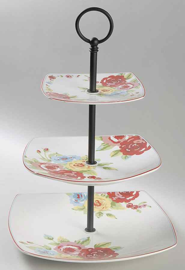 New Country 3 Tiered Tray (Square Dinner,Salad,Appetizer) by 222 Fifth (PTS)-1