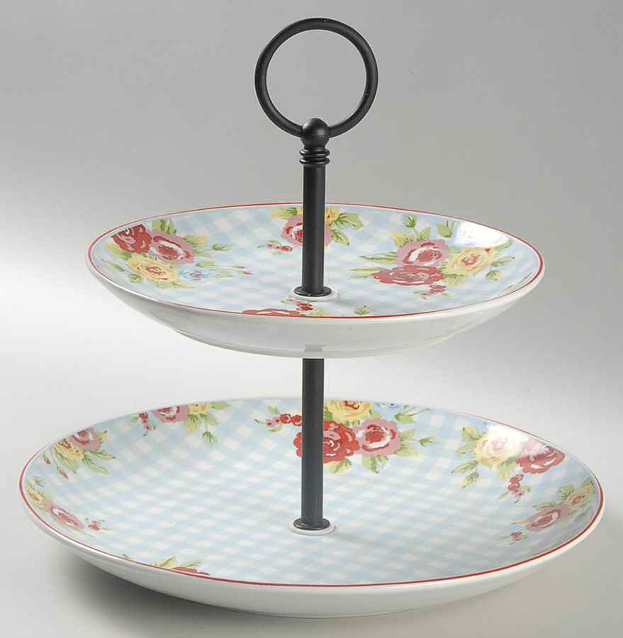 New Country 2 Tiered Serving Tray (Dinner & Salad Plate) by 222 Fifth (PTS)-1