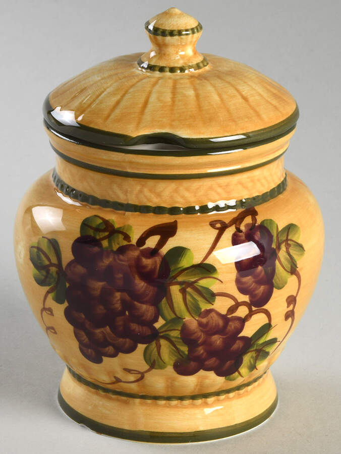 Grape Pattern Sugar Bowl & Lid by Casa Vero-1