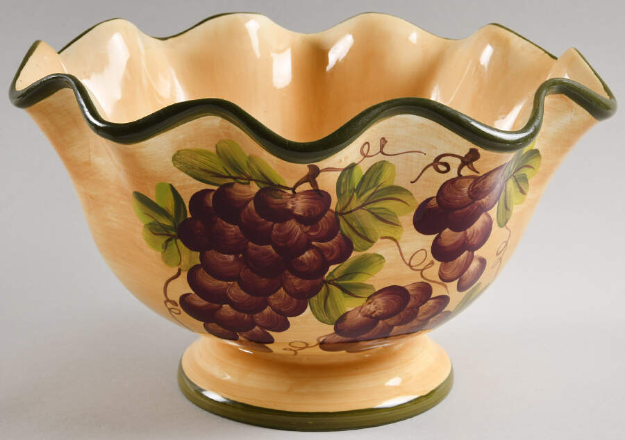 Grape Pattern 11" Large Fruit Bowl by Casa Vero-1