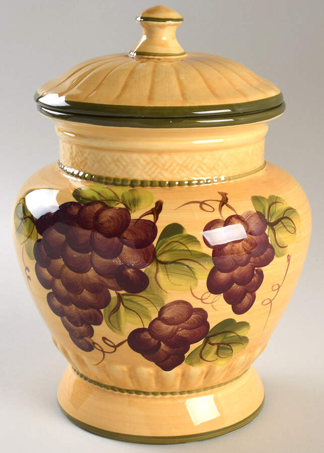 Grape Pattern Extra Large Canister & Lid by Casa Vero-1