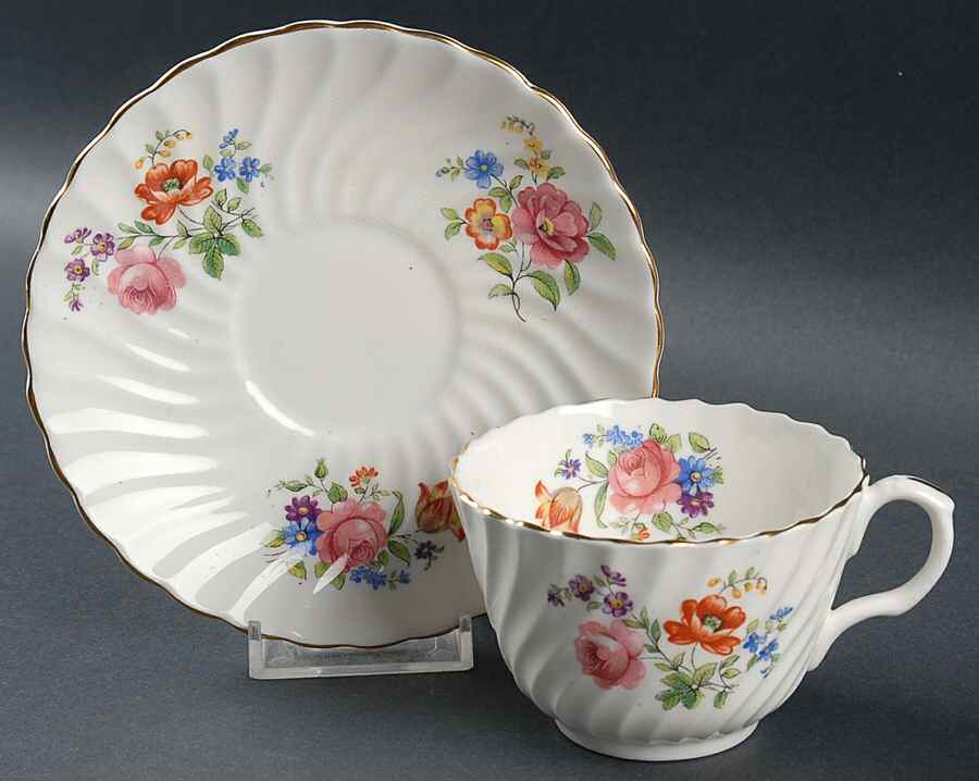 C205 Flat Cup & Saucer Set by John  Aynsley & Sons-1