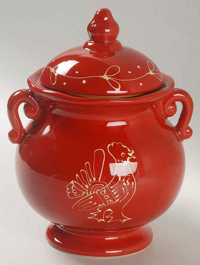 Red Rooster Small Canister & Lid by American Atelier-1