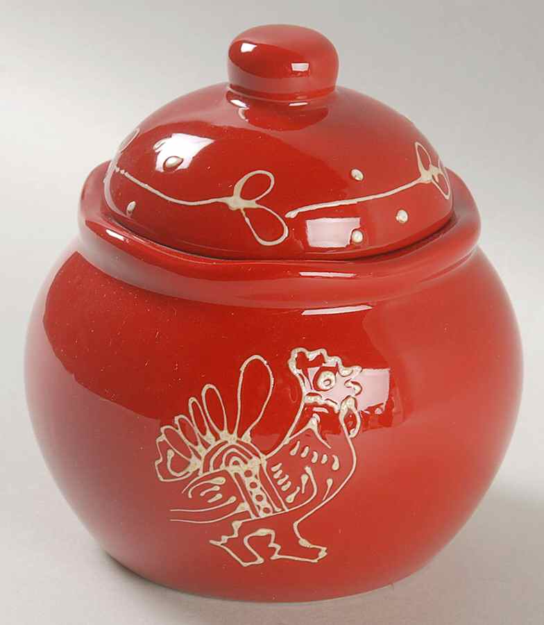 Red Rooster Sugar Bowl & Lid by American Atelier-1