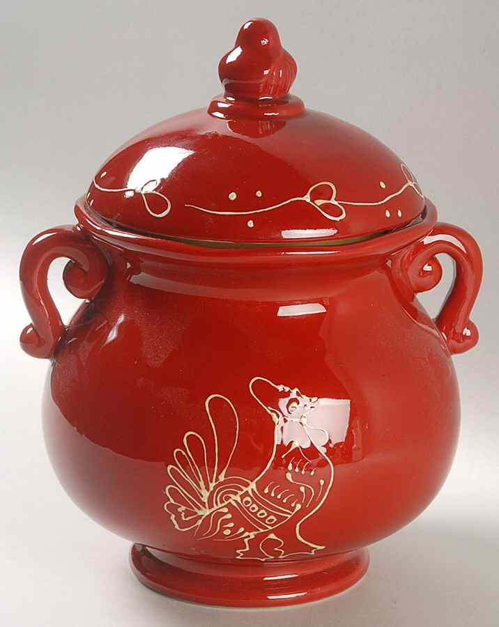 Red Rooster Large Canister & Lid by American Atelier-1
