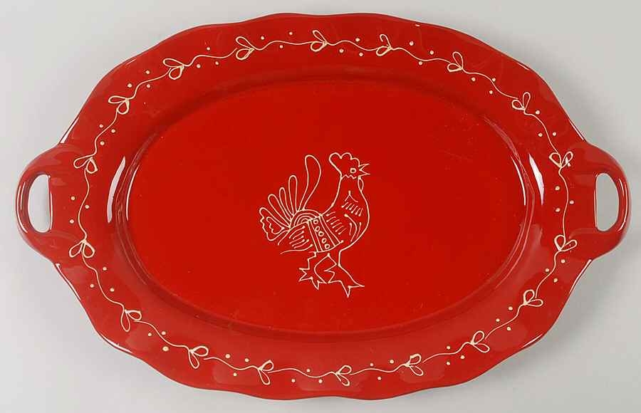 Red Rooster 20" Oval Serving Platter by American Atelier-1