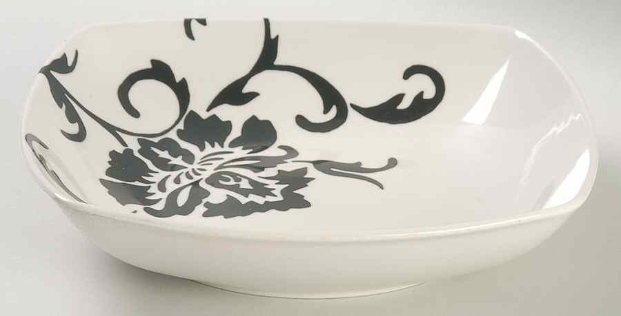 Floral Scroll Black and White Soup/Cereal Bowl by 222 Fifth (PTS)-1