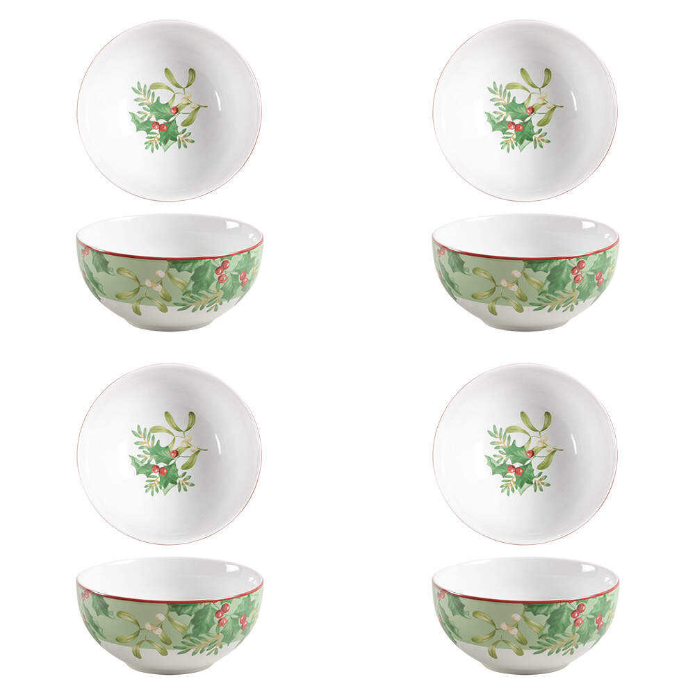 Christmas Foliage Soup/Cereal Bowl - Set of 4 by 222 Fifth (PTS)-1