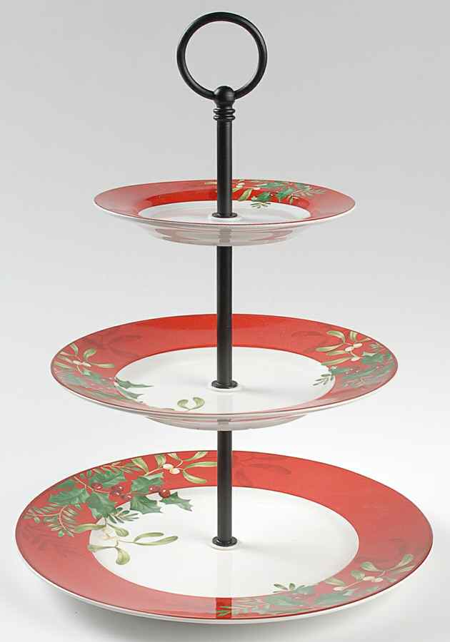 Christmas Foliage 3-Tiered Serving Tray (DP, SP, BB) by 222 Fifth (PTS)-1