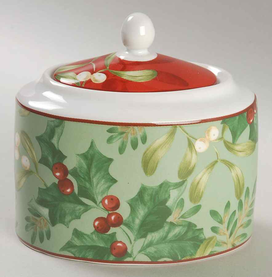 Christmas Foliage Sugar Bowl & Lid by 222 Fifth (PTS)-1