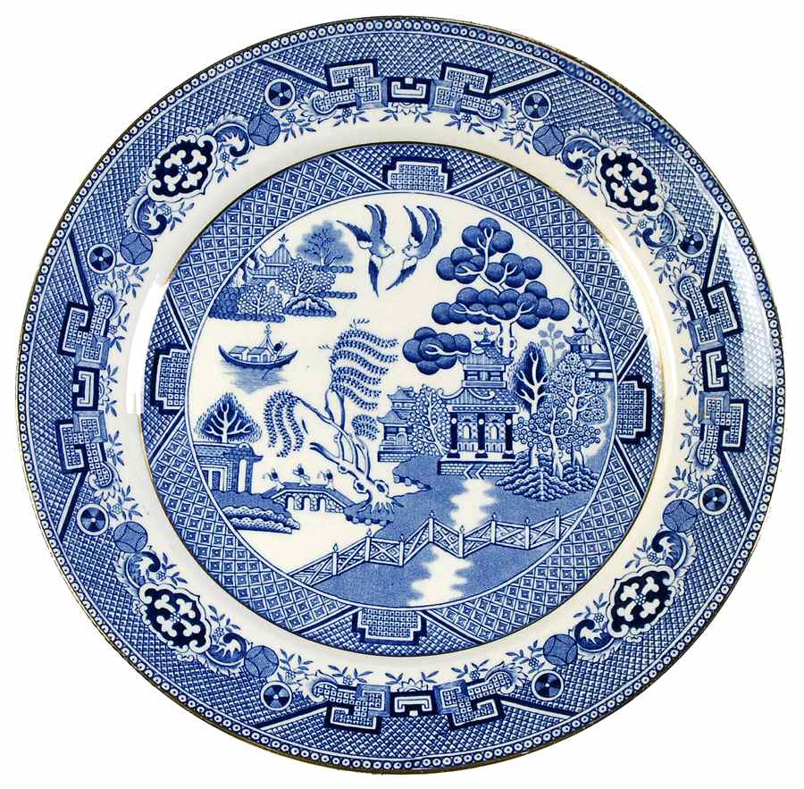 Willow Blue (Smooth, Gold Trim) Dinner Plate by Adams China-1