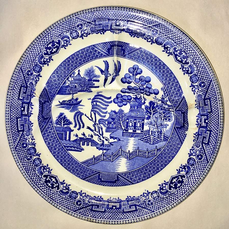 Willow Blue (Smooth, Gold Trim) Grill Plate by Adams China-1