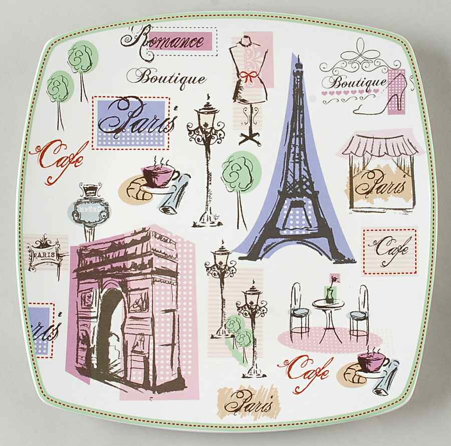 Tres Chic Paris Square Dinner Plate by 222 Fifth (PTS)-1