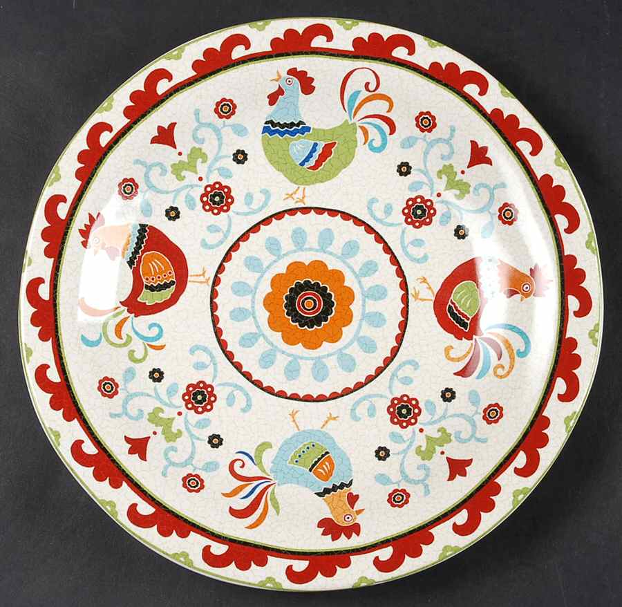 Suzani Rooster Dinner Plate by 222 Fifth (PTS)-1
