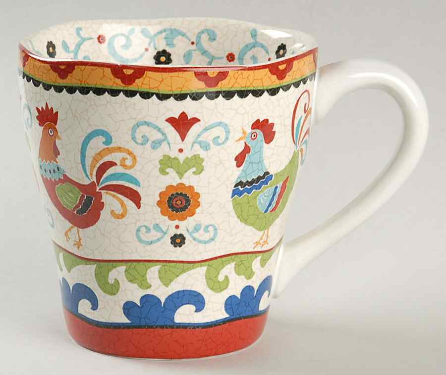 Suzani Rooster Mug by 222 Fifth (PTS)-1