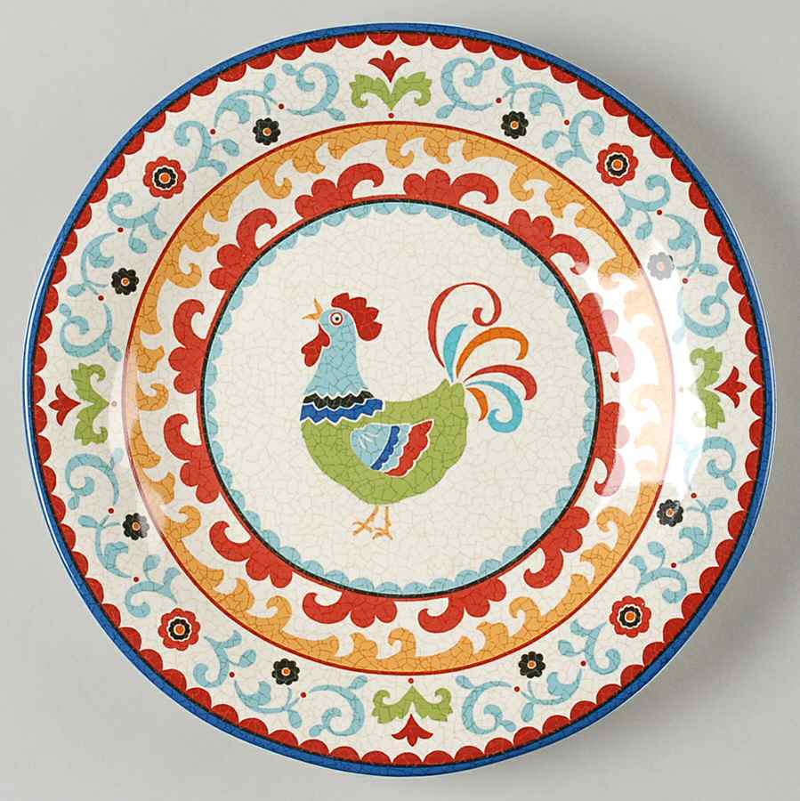 Suzani Rooster Salad Plate by 222 Fifth (PTS)-1