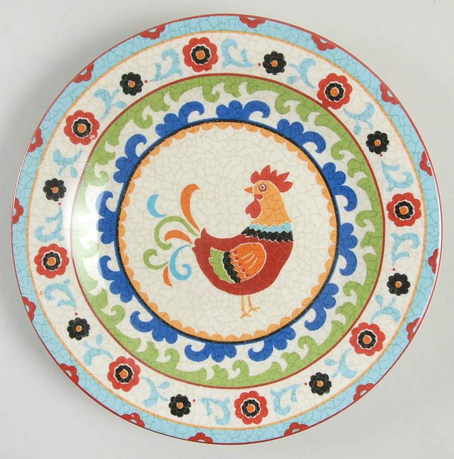 Suzani Rooster Appetizer Plate by 222 Fifth (PTS)-1